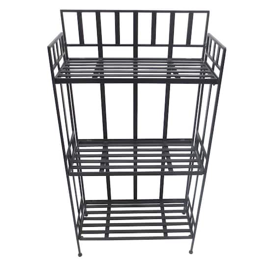 Santa's Workshop 46" Black Iron 3-Tier Shelf